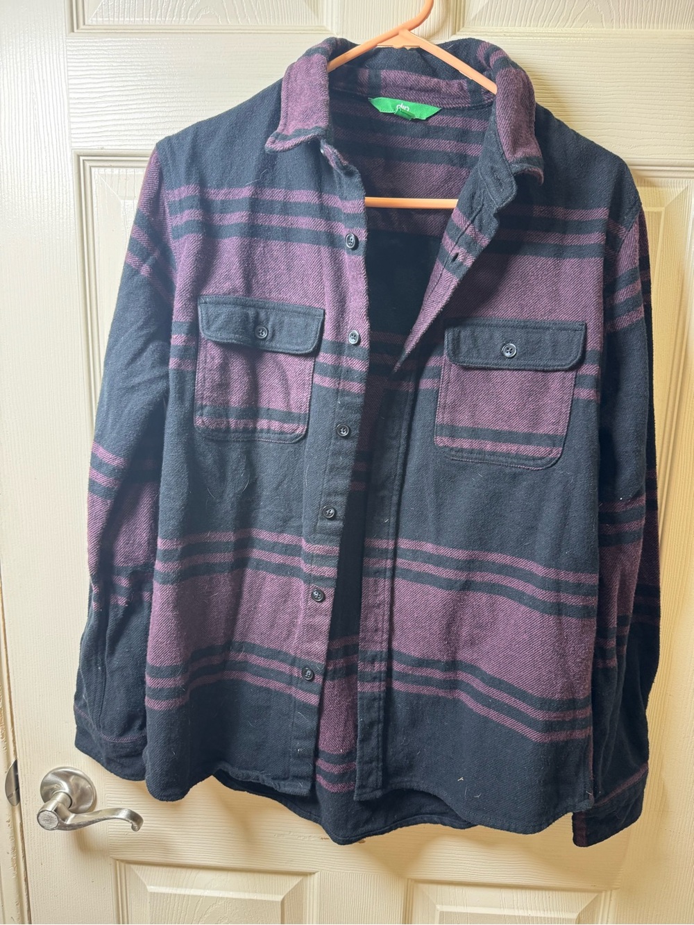 dip Black & Plum Striped Button-Front Shirt Jacket